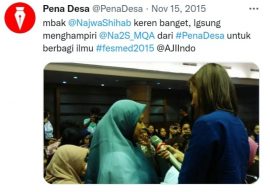 Momen peserta Pena Desa dihampiri jurnalis senior Najwa Sihab