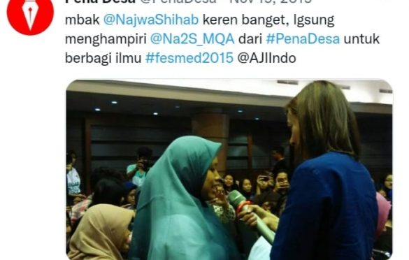 Momen peserta Pena Desa dihampiri jurnalis senior Najwa Sihab